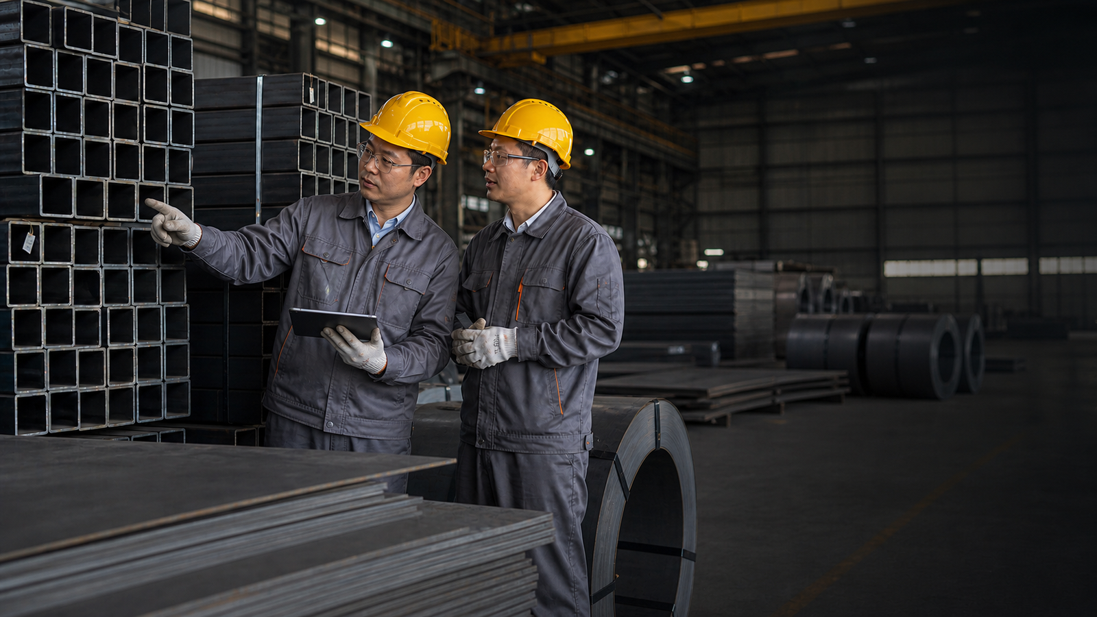 Équipe chinoise dans une usine sidérurgique